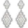 imageBriLove Wedding Bridal Simulated Pearl Earrings for Women Crystal Hollow Rhombus Chandelier Dangle Earrings for Party Prom AccessoriesSilverTone