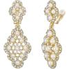 imageBriLove Womens Wedding Bridal Rhombus Crystal Simulated Pearl Hollow Chandelier ClipOn Dangle EarringsGoldTone