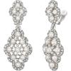 imageBriLove Womens Wedding Bridal Rhombus Crystal Simulated Pearl Hollow Chandelier ClipOn Dangle EarringsSilverTone