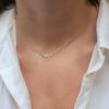 imageBriLove 925 Sterling Silver Nature Stone Minimalistic Moonstone Opal Agate Choker Pendant Necklace Gift for Women BirthdayMothers DayValentines DayChristmasLeaf Pendant