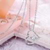 imageBriLove 925 Sterling Silver Necklace for WomenI Love You to The Moon and Back Engraved CZ Love Heart Pendant Necklaces for Birthday GiftClear SilverTone