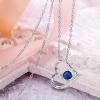 imageBriLove 925 Sterling Silver Necklace for WomenI Love You to The Moon and Back Engraved CZ Love Heart Pendant Necklaces for Birthday GiftSapphire Color SilverTone