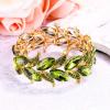 imageBriLove Womens Wedding Bridal Crystal MarquiseShape Leaf Stretch Bangle Bracelet02Peridot Color GoldPlatedBase