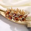 imageBriLove Womens Wedding Bridal Crystal MarquiseShape Leaf Stretch Bangle BraceletChampagne GoldPlatedBase