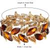 imageBriLove Womens Wedding Bridal Crystal MarquiseShape Leaf Stretch Bangle BraceletChampagne GoldPlatedBase