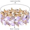 imageBriLove Womens Wedding Bridal Crystal MarquiseShape Leaf Stretch Bangle BraceletLight Purple GoldPlatedBase