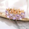imageBriLove Womens Wedding Bridal Crystal MarquiseShape Leaf Stretch Bangle BraceletLight Purple GoldPlatedBase