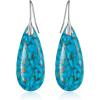 imageBriLove Dainty Elegant 925 Sterling Silver Natural Stone Unique Irregular Lightweight Dangle Drop Earrings Jewelry for Birthday Party Turquoise SilverTone