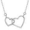 imageBriLove Real 925 Sterling Silver Dainty Double Love Heart Pendant Choker Necklace Gift for Women BirthdayMothers DayValentines DayChristmasSilverTone