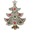 imageBriLove Vintage Inspired Christmas Brooch Pin for Women Shiny Rhinestone Christmas Tree Brooches for Xmas Festival Decor Holiday Party Jewelry GiftClear GoldTone