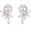 imageBriLove Wedding Stud Earrings for Women Gorgeous Cubic Zirconia Simulated Pearl Marquise Bridal Earring for Bride Bridesmaid Party Prom AccessoriesFive Marquise