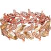 imageBriLove Womens Wedding Bridal Crystal MarquiseShape Leaf Stretch Bangle BraceletPeach Morganite Color RoseGoldPlatedBase