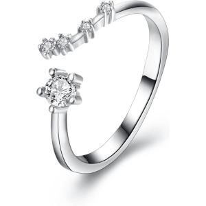 imageBriLove Elegant CZ Statement Adjustable Ring for Women Horoscope Zodiac 12 Constellation Astrology for Valentines DayBirthdayChristmasAries  Full Ver