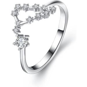 imageBriLove Elegant CZ Statement Adjustable Ring for Women Horoscope Zodiac 12 Constellation Astrology for Valentines DayBirthdayChristmasCapricorn  Full Ver