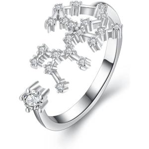 imageBriLove Elegant CZ Statement Adjustable Ring for Women Horoscope Zodiac 12 Constellation Astrology for Valentines DayBirthdayChristmasSagittarius  Full Ver