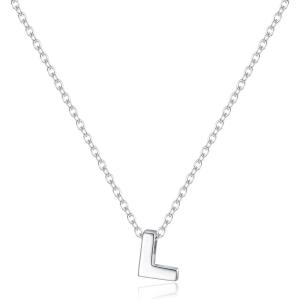 imageBriLove Personalized 925 Sterling Silver Dainty Small Tiny Initial Heart Pendant Choker Necklace Gift for Women Mothers DayValentines DayBirthdayChristmasAnniversaryAInitial L