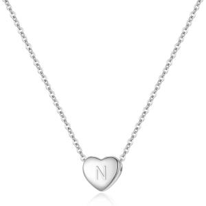 imageBriLove Personalized 925 Sterling Silver Dainty Small Tiny Initial Heart Pendant Choker Necklace Gift for Women Mothers DayValentines DayBirthdayChristmasAnniversaryN