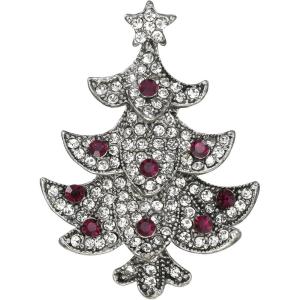 imageBriLove Vintage Inspired Christmas Brooch Pin for Women Shiny Rhinestone Christmas Tree Brooches for Xmas Festival Decor Holiday Party Jewelry GiftPurple SilverTone