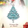 imageBriLove Merry Christmas Tree Brooch Xmas Star Rhinestone Marquise Decorative Gift for WomenBlue Topaz SilverTone
