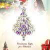 imageBriLove Merry Christmas Tree Brooch Xmas Star Rhinestone Marquise Decorative Gift for WomenClear AB SilverTone
