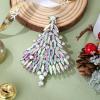 imageBriLove Merry Christmas Tree Brooch Xmas Star Rhinestone Marquise Decorative Gift for WomenClear AB SilverTone