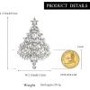 imageBriLove Merry Christmas Tree Brooch Xmas Star Rhinestone Marquise Decorative Gift for WomenClear SilverTone
