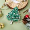 imageBriLove Merry Christmas Tree Brooch Xmas Star Rhinestone Marquise Decorative Gift for WomenEmerald Color GoldTone