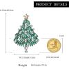 imageBriLove Merry Christmas Tree Brooch Xmas Star Rhinestone Marquise Decorative Gift for WomenEmerald Color GoldTone