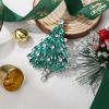 imageBriLove Merry Christmas Tree Brooch Xmas Star Rhinestone Marquise Decorative Gift for WomenEmerald Color SilverTone