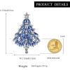 imageBriLove Merry Christmas Tree Brooch Xmas Star Rhinestone Marquise Decorative Gift for WomenSapphire Color SilverTone