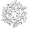 imageBriLove Austrian Crystal Rhinestone Elegant Flower Marquise Wreath Brooches for WomenClear SilverTone