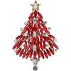 imageBriLove Merry Christmas Tree Brooch Xmas Star Rhinestone Marquise Decorative Gift for WomenRuby Color GoldTone