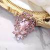 imageBriLove Elegant Crystal Teardrop Marquise Bouquet Brooch Pin for WomenPink SilverTone