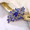 imageBriLove Women s Elegant Stunning Crystal Rhinestone Marquise Oval Leaf Bouquet Brooch Pin for Party PromBlue GoldTone