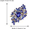 imageBriLove Women s Elegant Stunning Crystal Rhinestone Marquise Oval Leaf Bouquet Brooch Pin for Party PromBlue GoldTone