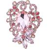 imageBriLove Elegant Crystal Teardrop Marquise Bouquet Brooch Pin for WomenPink SilverTone