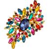 imageBriLove Women s Elegant Stunning Crystal Rhinestone Marquise Oval Leaf Bouquet Brooch Pin for Party PromMulticolor GoldTone
