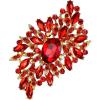 imageBriLove Women s Elegant Stunning Crystal Rhinestone Marquise Oval Leaf Bouquet Brooch Pin for Party PromRuby Color GoldTone