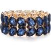 imageBriLove Wedding Bridal Elegant Crystal Double Row Teardrop Rhinestones Cluster Stretch Bangle Bracelet for BrideOvalSapphire Color GoldTone