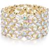 imageBriLove Wedding Gorgeous Shiny Crystal Marqiuse Stretch Bangle Bracelet for Women Bridal Party Prom Jewelry AccessoriesIridescent AB GoldTone