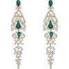 imageBriLove Womens Wedding Bridal Crystal Cluster Teardrop Dangle EarringsEmerald Color GoldTone