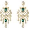 imageBriLove Womens Vintaged Style Wedding Bridal Crystal Drop Hollow Chandelier Filigree Dangle EarringsEmerald Color GoldTone
