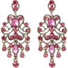 imageBriLove Womens Vintaged Style Wedding Bridal Crystal Drop Hollow Chandelier Filigree Dangle EarringsPink AntiqueGoldTone