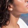 image:imageBriLove Bohemian Boho 925 Sterling Silver Flower Stud Earrings for Women Dainty Shiny Rhinestone Flora Earrings for Summer Refreshing Seaside Idyllic HolidayClear Rose GoldTone
