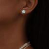 image:imageBriLove Bohemian Boho 925 Sterling Silver Flower Stud Earrings for Women Dainty Shiny Rhinestone Flora Earrings for Summer Refreshing Seaside Idyllic HolidayBlue Rose GoldTone
