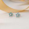 image:imageBriLove Bohemian Boho 925 Sterling Silver Flower Stud Earrings for Women Dainty Shiny Rhinestone Flora Earrings for Summer Refreshing Seaside Idyllic HolidayBlue Rose GoldTone