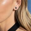 image:imageBriLove Bohemian Boho 925 Sterling Silver Flower Stud Earrings for Women Dainty Shiny Rhinestone Flora Earrings for Summer Refreshing Seaside Idyllic HolidayBlack Rose GoldTone