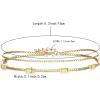 image:imageBriLove Dainty Elegant 925 Sterling Silver Cubic Zirconia 2 Layer Birthstone Bracelets for WomenSix Emerald Cut Tennis Bracelet Birthday Prom Gifts JewelryChampagne GoldTone