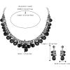image:imageBriLove Gorgeous Jewelry Set for Women Stunning Shiny Crystal Teardrop Cluster Statement Necklace Dangle Drop Earrings Wedding Party Prom AccessoriesBlack SilverTone
