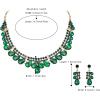 image:imageBriLove Gorgeous Jewelry Set for Women Stunning Shiny Crystal Teardrop Cluster Statement Necklace Dangle Drop Earrings Wedding Party Prom AccessoriesEmerald Color GoldTone